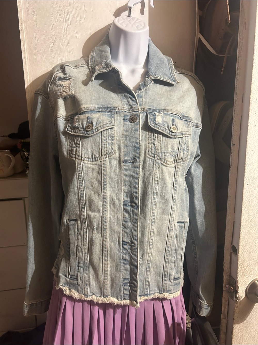 Hollister Light Blue Distressed Denim Jacket